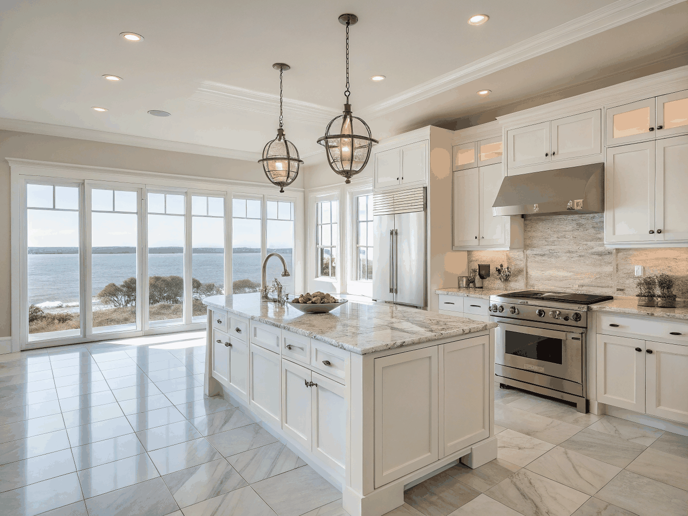 Coastal style South Florida custom kitchen cabinets