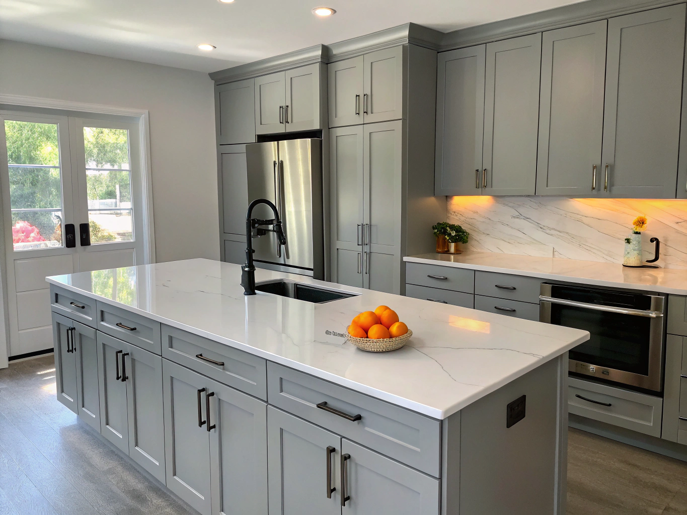 Flat panel modern custom kitchen cabinets