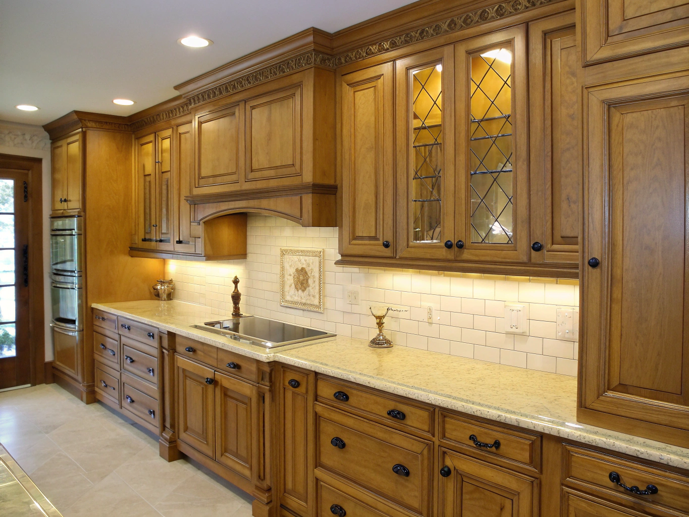 Traditional raised panel custom wood kitchen cabinets
