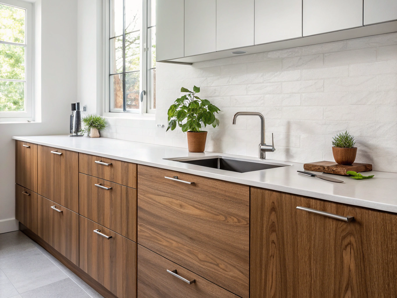 Transitional style kitchen cabinetry with elegant neutral finish