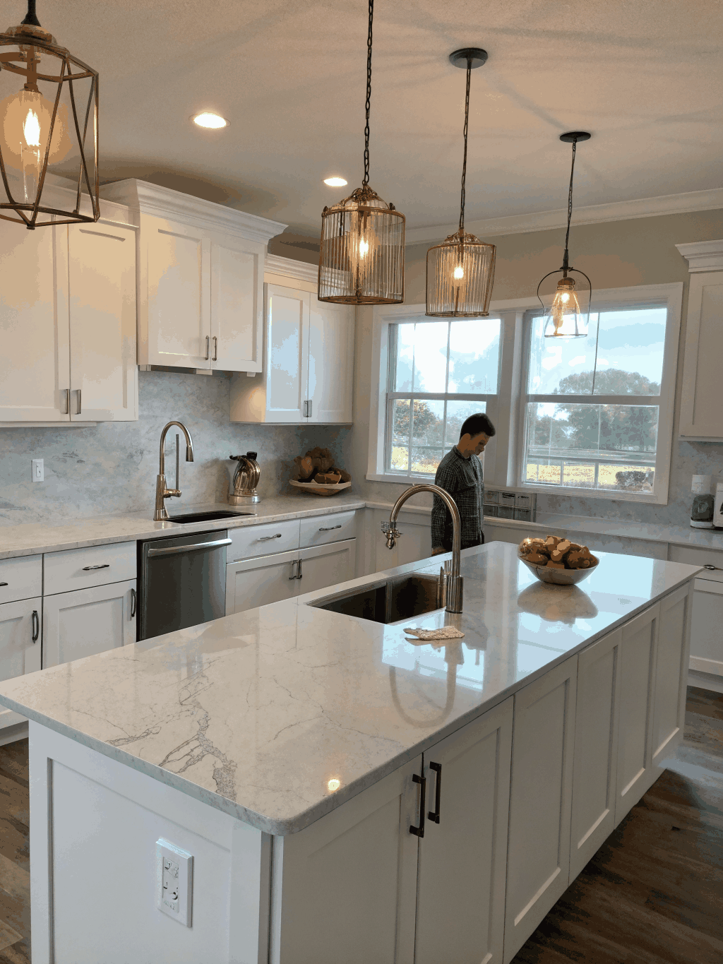 Custom white shaker cabinets in a bright Boca Raton kitchen remodel