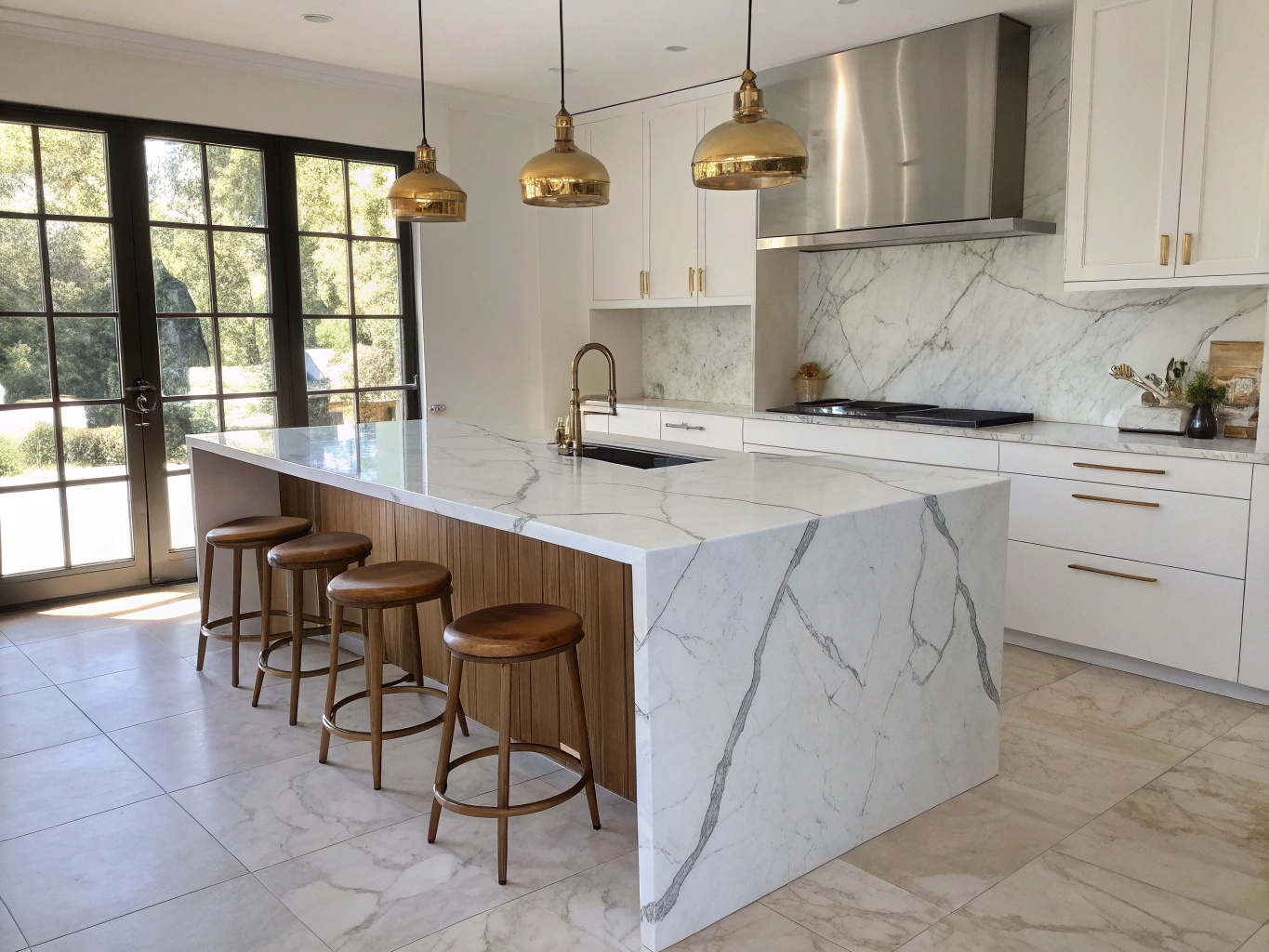 Custom built-in wall unit with shelving and accent lighting