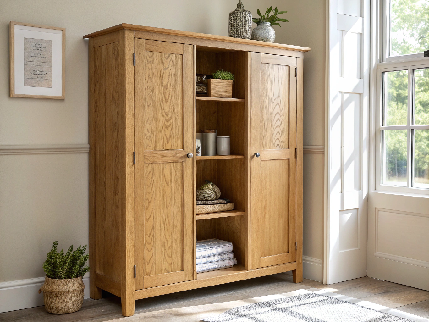 Hidden pantry door integrated into kitchen cabinetry in Deerfield Beach