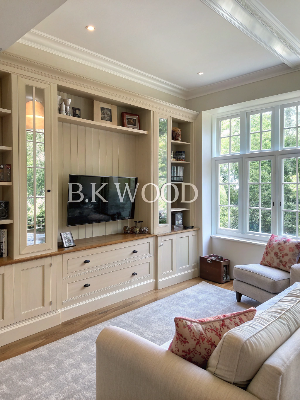 Floor-to-ceiling custom cabinetry providing maximum storage space