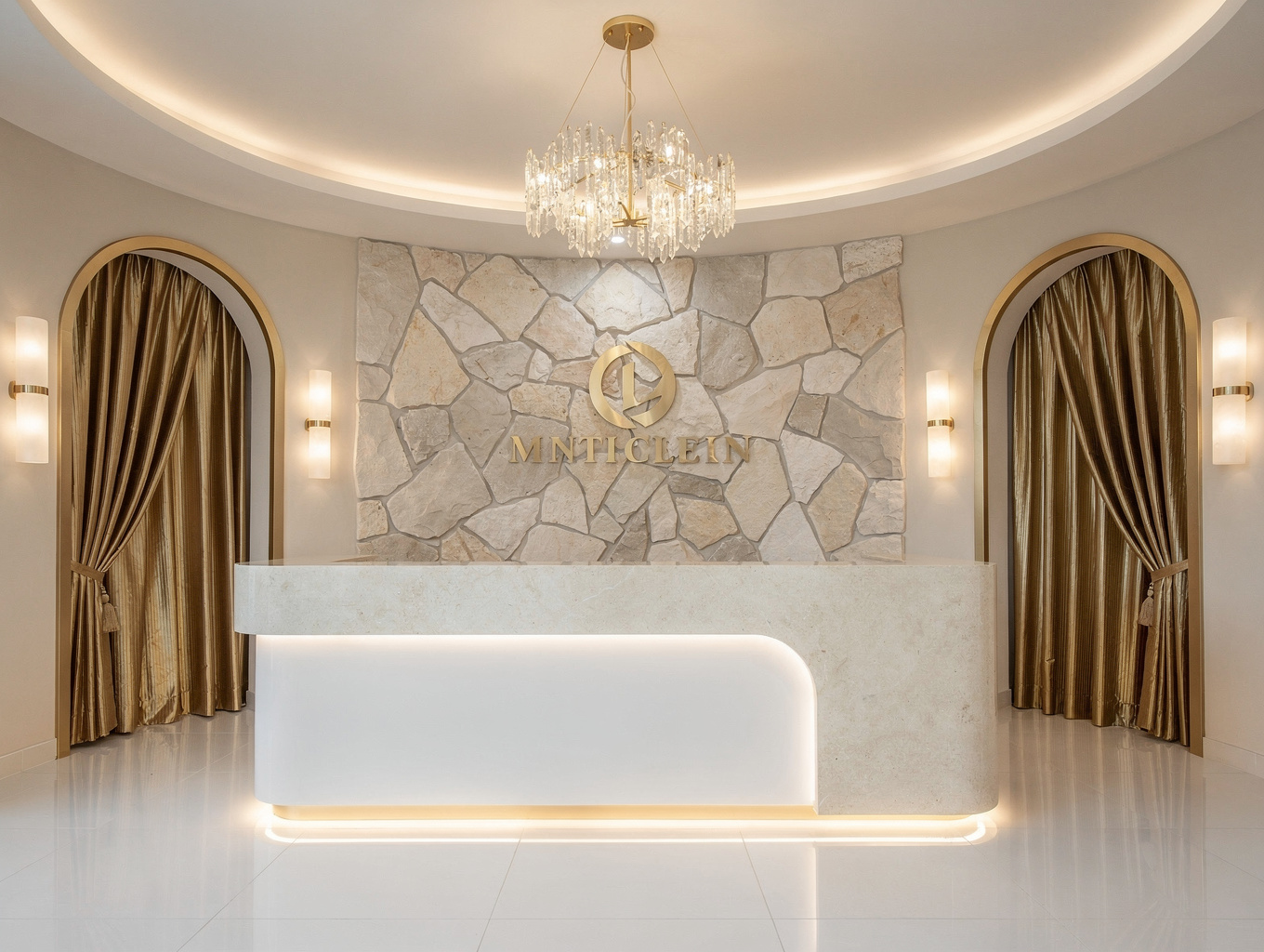 Custom commercial reception desk and office millwork