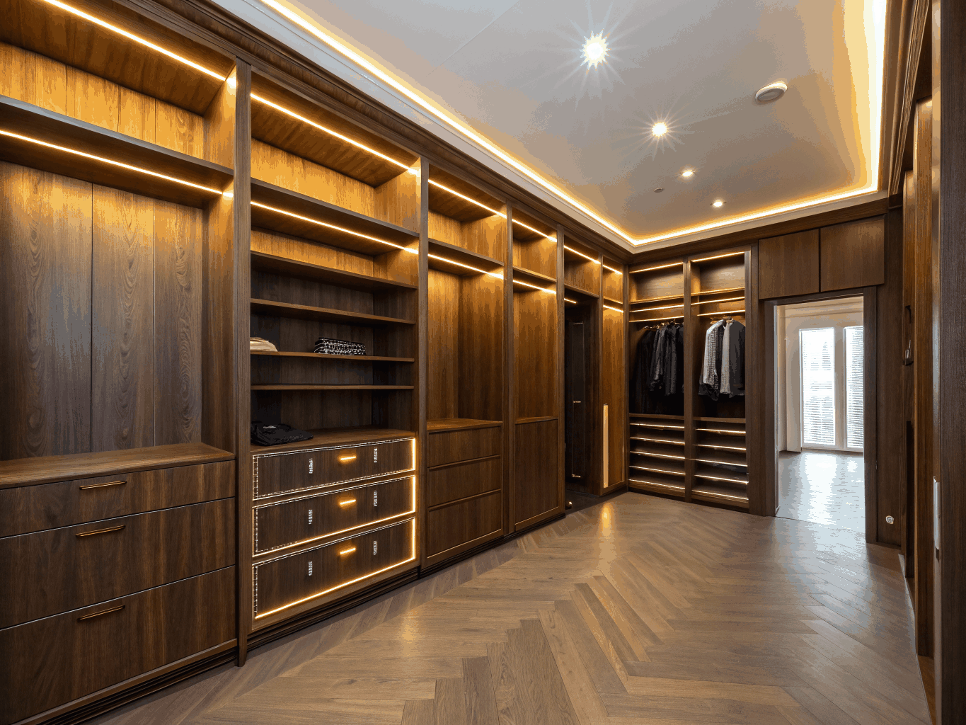 Custom walk-in closet and wardrobe storage