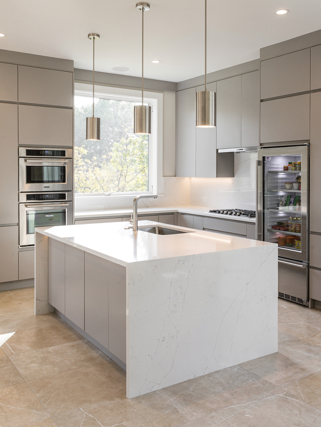 Custom white oak kitchen cabinets with clean lines in a Boca Raton home