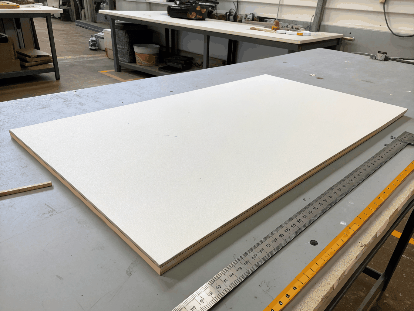 Smooth MDF material ready for painted bathroom vanity finish