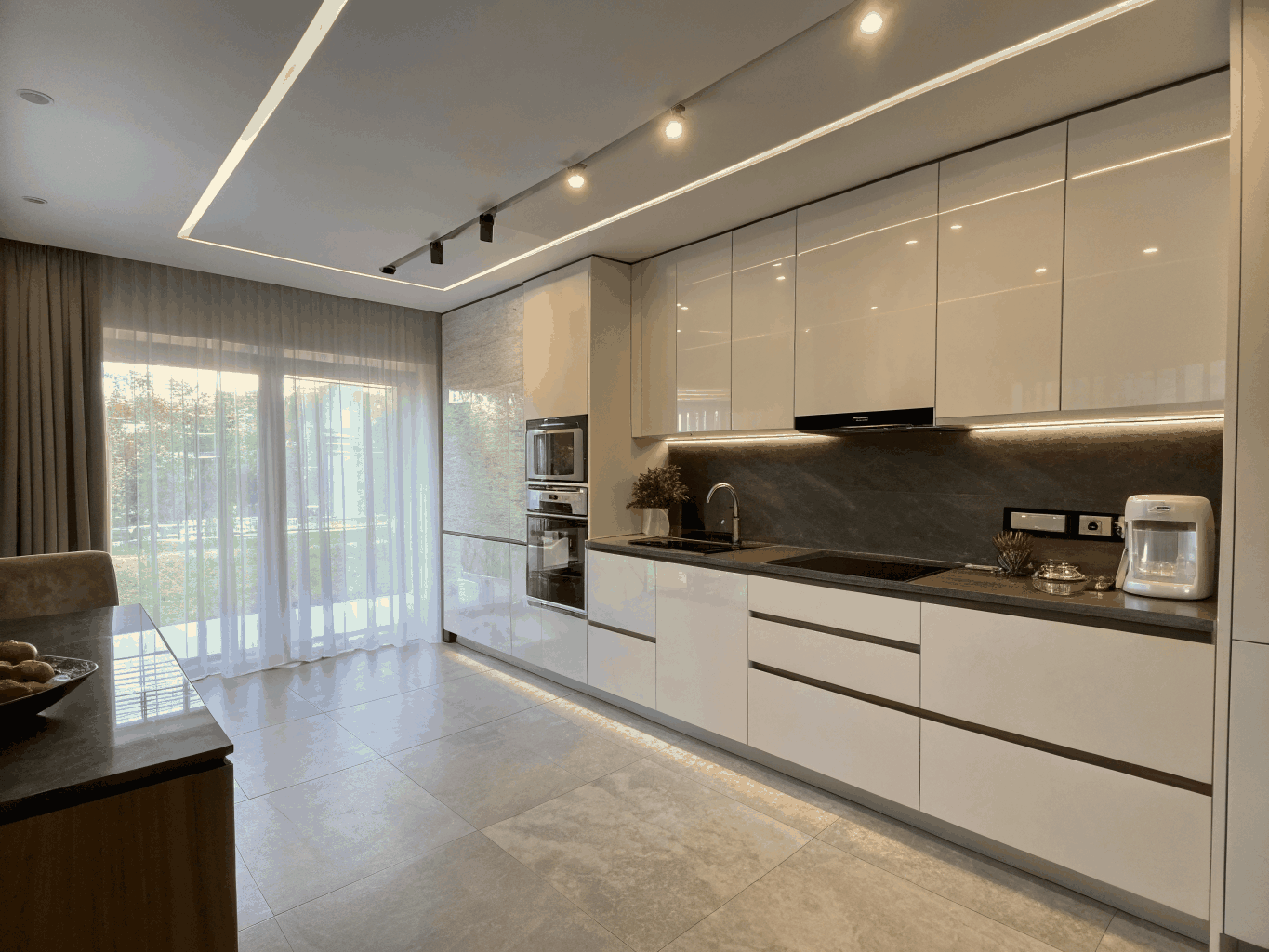 Modern kitchen with flat panel cabinets and clean lines