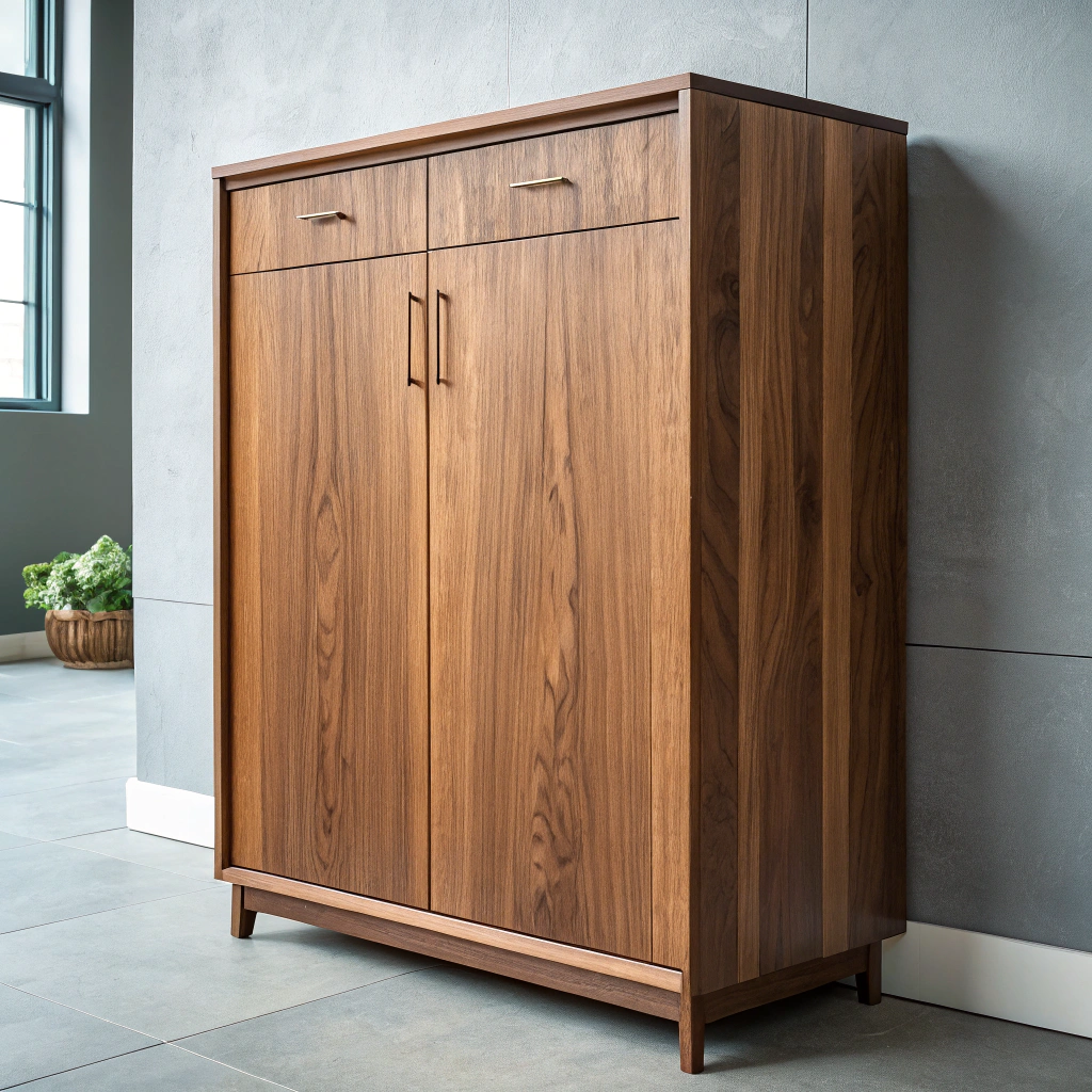 Modern kitchen with walnut wood accents