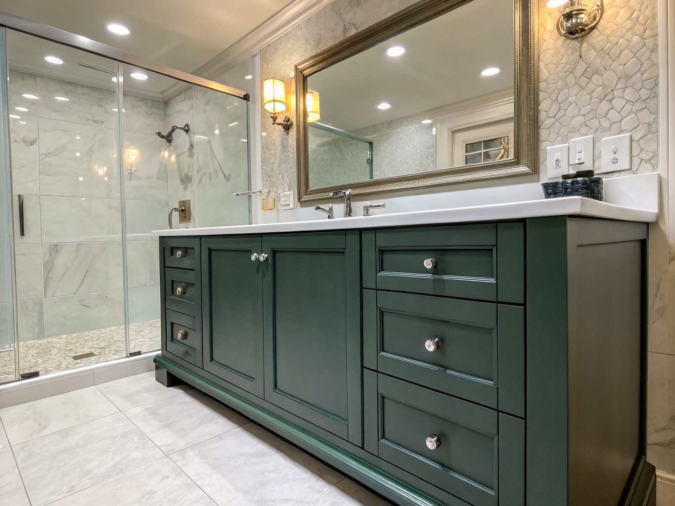 Premium painted finish on a modern bathroom vanity