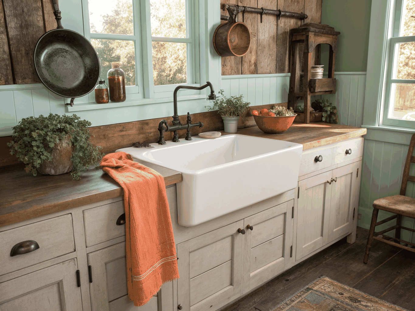 Farmhouse style kitchen cabinetry