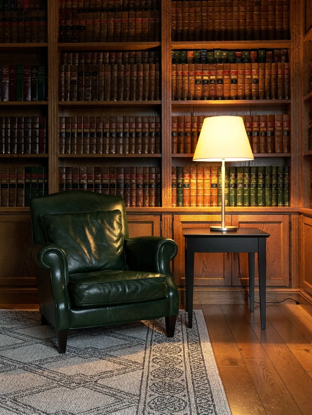Floor to ceiling custom library shelving