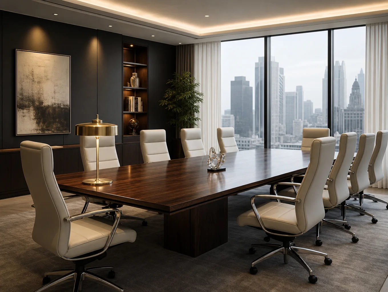 Custom office cabinetry and desk setup