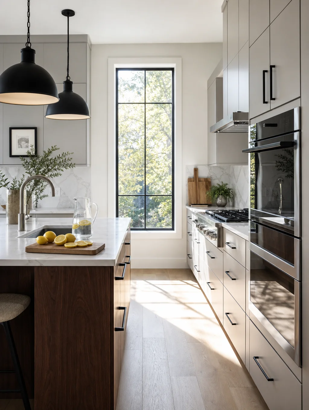 Custom walnut cabinetry in a modern kitchen remodel