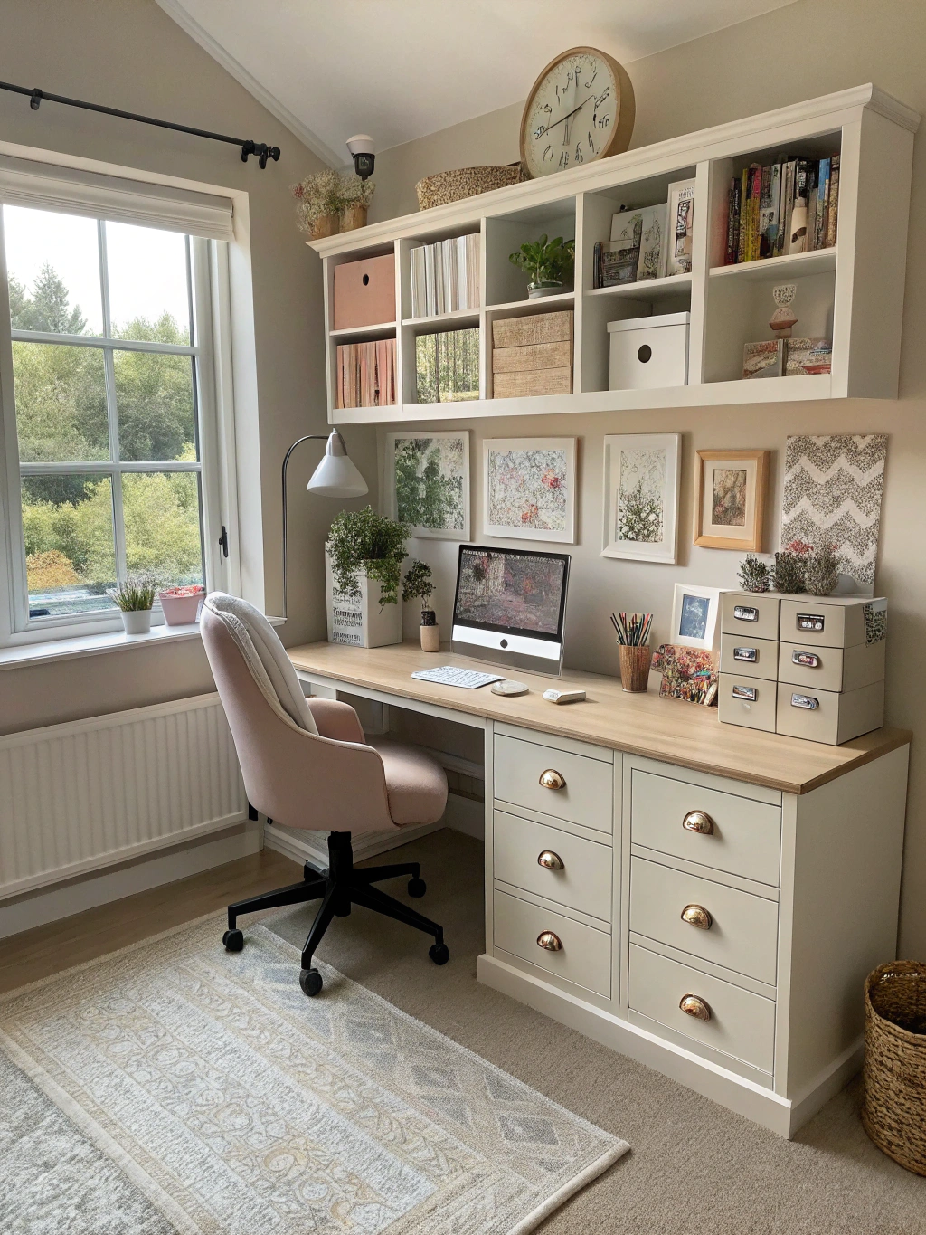Custom home office desk and shelving unit in Boca Raton