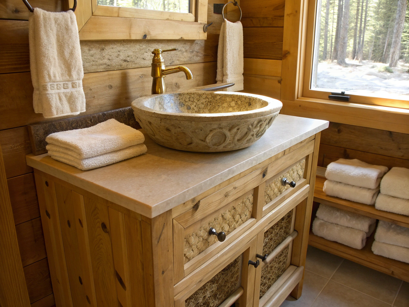 Elegant traditional bathroom vanity with molding