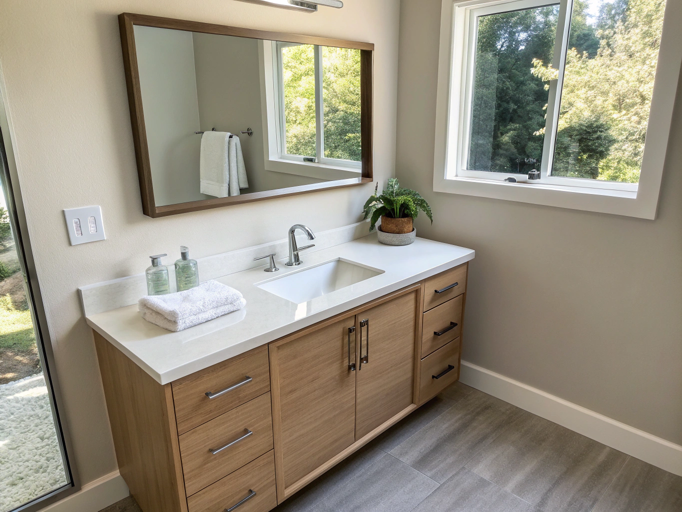 Transitional style bathroom vanity design